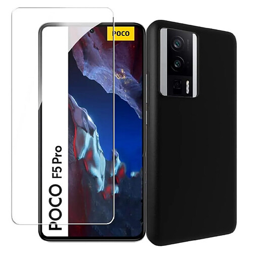 Htdmobiles Coque pour Xiaomi Poco F5 Pro 5G / Redmi K60 / K60 Pro - housse etui silicone gel fine + verre trempe - NOIR