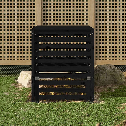 vidaXL Composteur Noir 82,5x82,5x99,5 cm Bois massif de pin