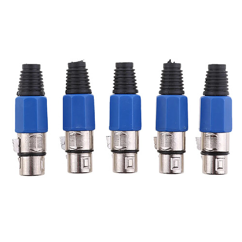 5pcs Câble XLR Connecteur Audio Femelle pour Microphone Haut-parleur - Bleu