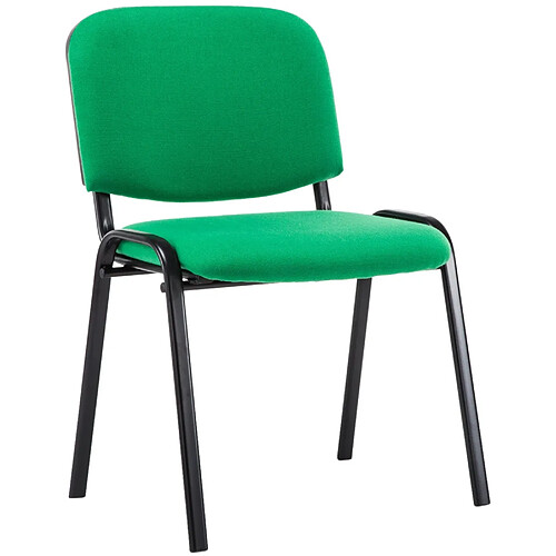 Decoshop26 Chaise visiteur empilable zone d'attente en tissu vert piètement à 4 pieds en métal noir 10_0003399