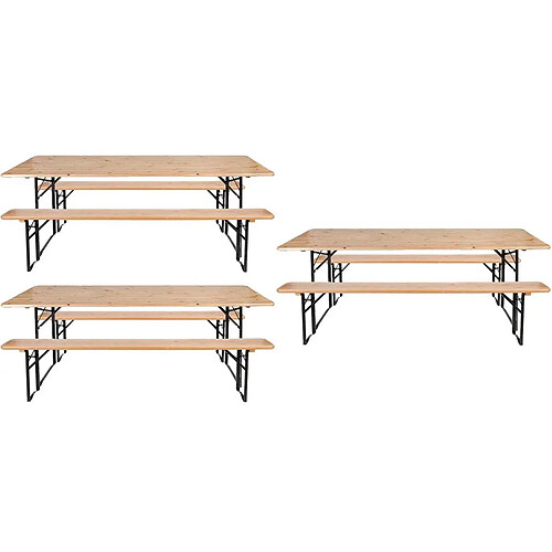 Jardindeco Ensemble table et banc de jardin Brasseur Lot de 3.