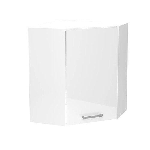 Pegane Meuble d'angle haut de cuisine coloris blanc avec 1 porte - longueur 60 x profondeur 60 x hauteur 72 cm