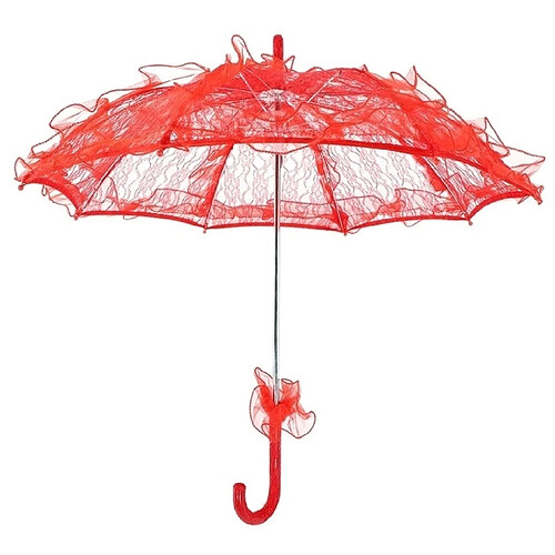 Wewoo Décorations de Fête Mariage Dentelle Coton Parapluie Danser Photographie Prop Rouge