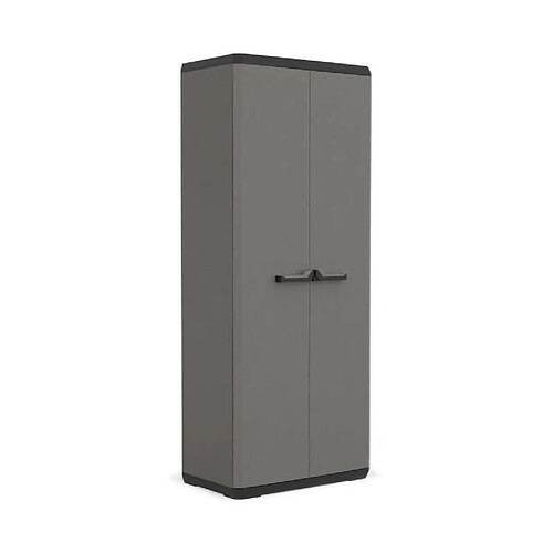 KIS Armoire de rangement utilitaire Piu - 68 x 39 x 166 cm - Gris anthracite et noir