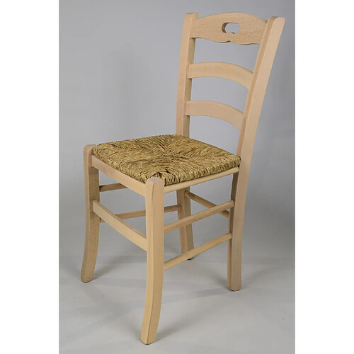 Tommychairs - Set 2 chaises Savoie 38 pour la cuisine, Structure en bois de hêtre poli non traité 100% naturel et assise en paille