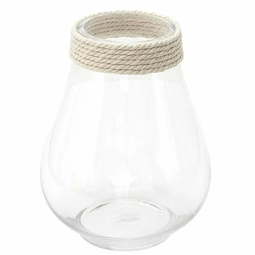 The Home Deco Factory Vase en verre avec cordage 25 cm.