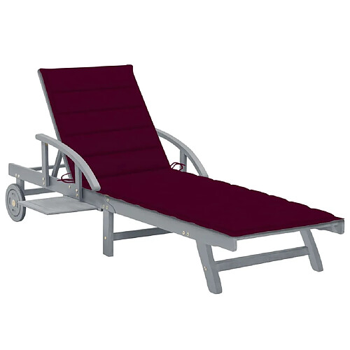 Helloshop26 Transat chaise longue bain de soleil lit de jardin terrasse meuble d'extérieur avec coussin bois d'acacia solide 02_0012373