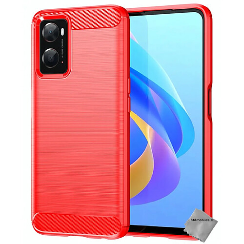 Htdmobiles Coque silicone gel carbone pour Oppo A36 / A76 / A96 / Realme 9i + film ecran - ROUGE