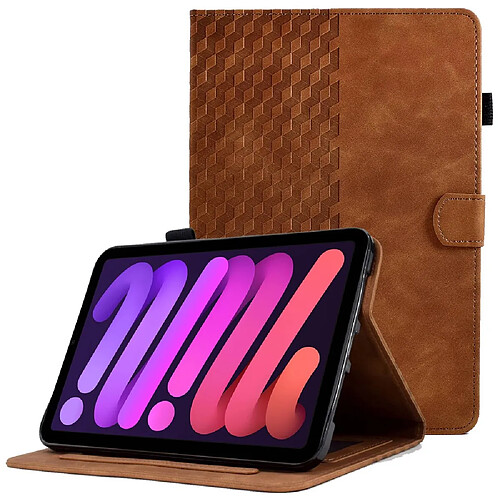 Etui en PU fonction réveil/veille automatique, anti-chutte, motif de couture avec support et porte-cartes pour votre iPad mini (2021) - marron