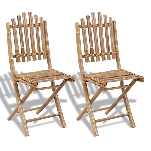 vidaXL Chaises pliables de jardin 2 pcs Bambou