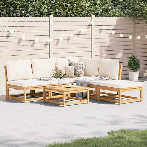 vidaXL Salon de jardin 6 pcs avec coussins bois d'acacia solide