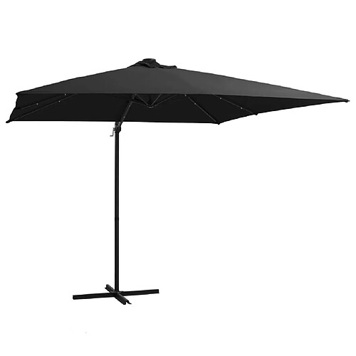 vidaXL Parasol de jardin en porte-à-faux lumières LED et mât en acier