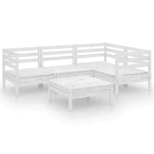 Maison Chic Salon de jardin 5 pcs - Table et chaises d'extérieur - Mobilier/Meubles de jardin Moderne Bois de pin massif Blanc -MN77574