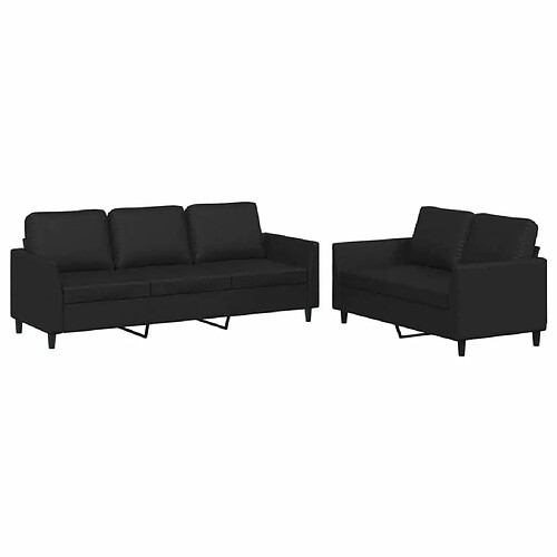 Maison Chic Ensemble de canapés 2 pcs avec coussins, Canapé droit Sofa pour Salon Noir Similicuir -GKD150031