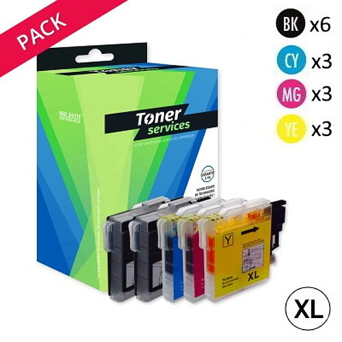 TONER SERVICES Compatible Brother LC1100VALBP Cartouches Pack 15 Noires et couleurs