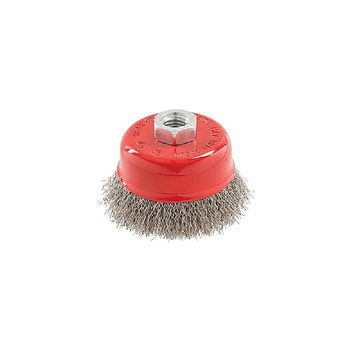 Brosse boisseau fils d'acier inox D. 75 mm M14 - 298755 - Silverline