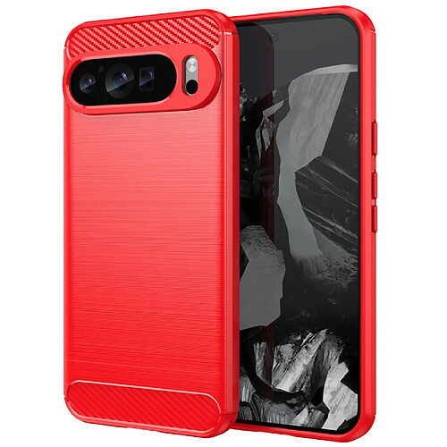 Htdmobiles Coque pour Google Pixel 9 Pro XL - housse etui silicone gel carbone + verre trempe - ROUGE