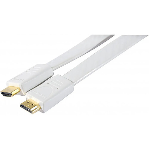 Abi Diffusion Cordon HDMI haute vitesse plat blanc- 1m