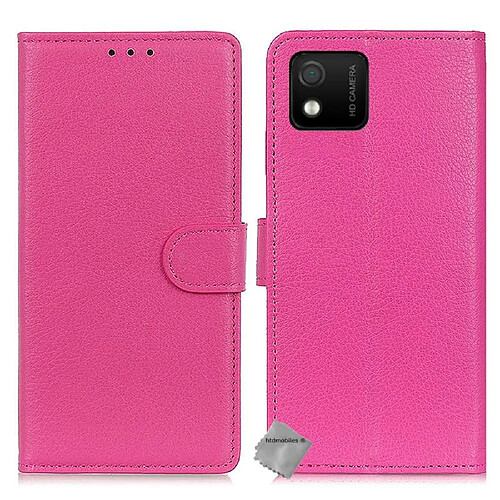 Htdmobiles Housse etui portefeuille avec coque intérieure en silicone pour Wiko Y52 + film ecran - ROSE