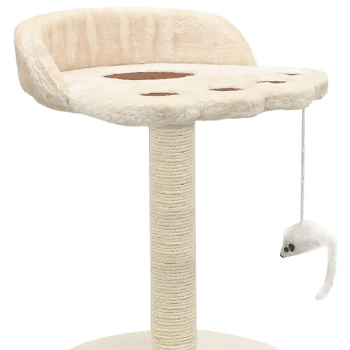 Helloshop26 Arbre à chat griffoir grattoir niche jouet animaux peluché en sisal 40 cm beige et marron 3702275