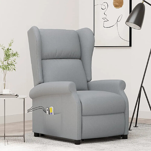 vidaXL Fauteuil de massage inclinable Gris clair Tissu