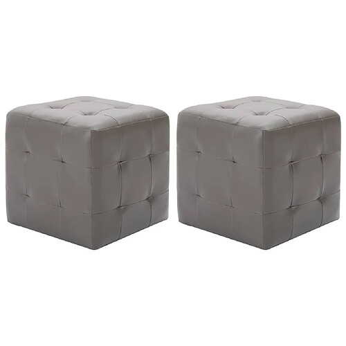 Maison Chic Lot de 2 Tables de chevet,Table de nuit,Table d'appoint pour salon Gris 30x30x30 cm Similicuir -MN17106