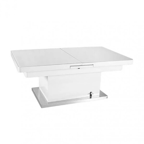 Inside 75 Table basse relevable extensible JET SET blanc brillant