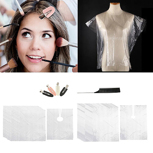 200 Pièces Jetable Coupe De Cheveux Cape Robe Coiffeur Tablier + Clips + Peigne