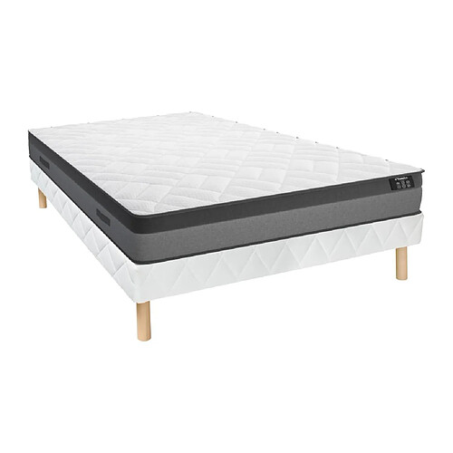 Vente-Unique Ensemble 140 x 190 cm sommier + matelas ressorts ensachés et mémoire de forme ép.24cm - ILLUSION de YSMÉE