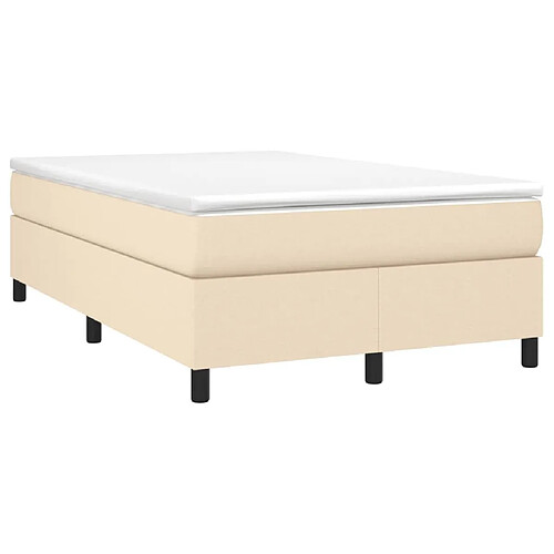 Maison Chic Lit adulte- Lit + matelas,Sommier à lattes de lit avec matelas crème 120x190 cm tissu -GKD75700