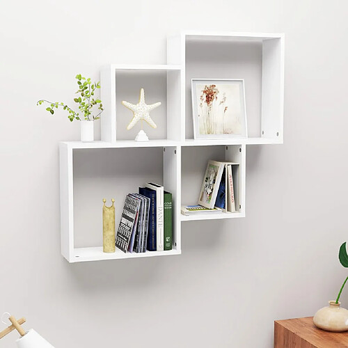 vidaXL Étagère murale cube Blanc 80x15x78,5 cm Bois d’ingénierie