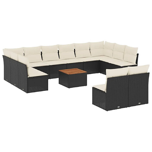 Maison Chic Salon de jardin avec coussins 13 pcs, Ensemble Tables et chaises de jardin, noir résine tressée -GKD354202