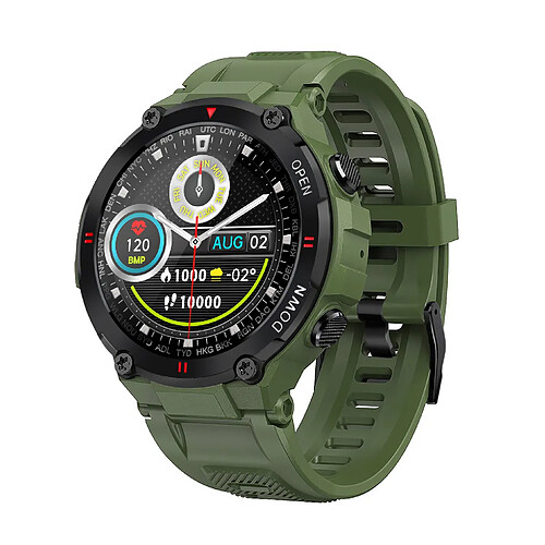 Chrono Montre Intelligente, 1,28" Smartwatch Montre Connectée Homme Fitness Tracker Moniteur de Fréquence Cardiaque de Pression Artérielle de Montre Sport(Vert)