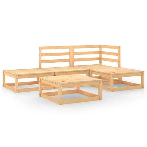 Maison Chic Salon de jardin 5 pcs | Ensemble de Table et chaises | Mobilier d'Extérieur Bois de pin massif -GKD86786