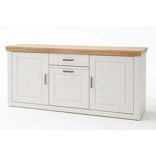 Pegane Buffet en pin blanc et chêne - L.183 x H.85 x P.50 cm