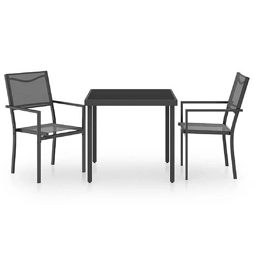 Maison Chic Salon de jardin de salle à manger 3 pcs,Table et Chaises d'extérieur,Mobilier de jardin Acier -MN87962