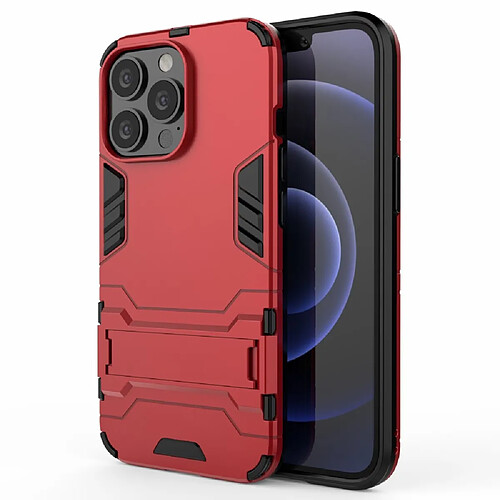 Coque en TPU antichoc, 2 en 1, hybride flexible avec béquille rouge pour votre Apple iPhone 13 Pro 6.1 pouces