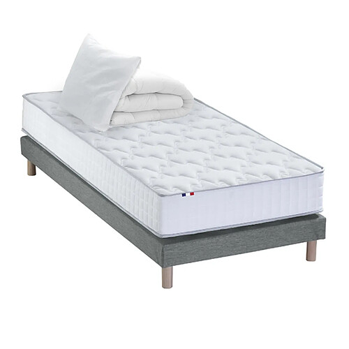 Idliterie Pack ASTRE Ensemble Matelas Ressorts + Sommier + Couette + Oreillers - Made in France