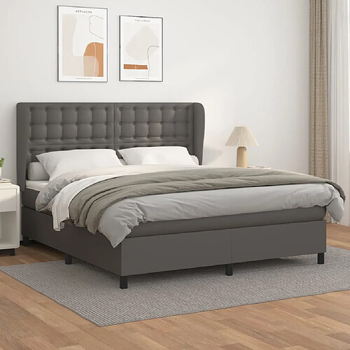 vidaXL Sommier à lattes de lit avec matelas Gris 180x200 cm Similicuir