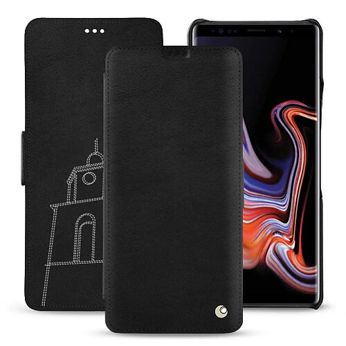 Housse cuir Samsung Galaxy Note9 - Rabat horizontal - Negre poudro ( Pantone #111212 ) - NOREVE