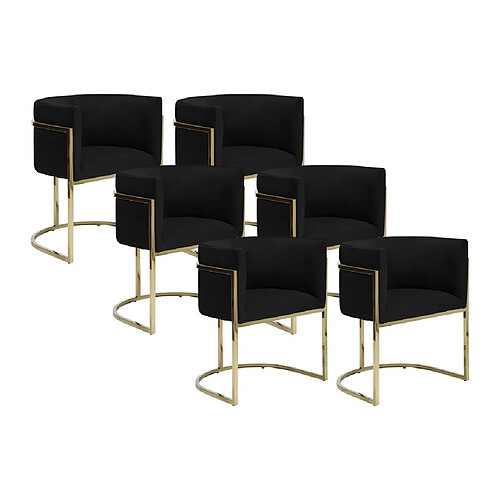 Lot de 6 chaises avec accoudoirs - Velours et acier inoxydable - Noir et doré - PERIA de Pascal MORABITO