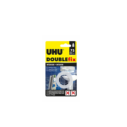 Ruban adhésif UHU Doublefix Intérieur - 1,5m x 19mm - 44855