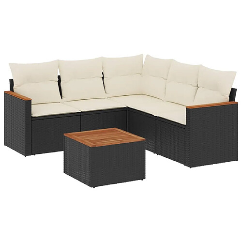 Maison Chic Salon de jardin 6 pcs avec coussins | Ensemble de Table et chaises | Mobilier d'Extérieur noir résine tressée -GKD63670