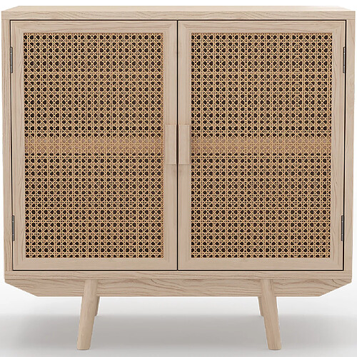 ICONIK INTERIOR Buffet en Bois Naturel - Design Boho Bali - 2 Portes - Treys Naturel