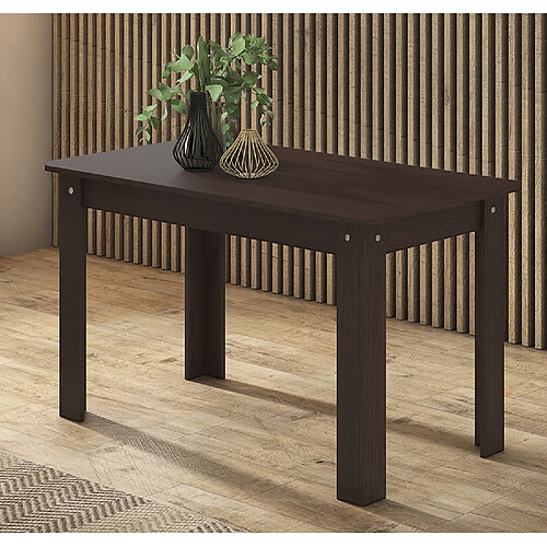 Pegane Table de salle à manger extensible rectangulaire coloris wengué - longueur 120-164 x profondeur 70 x Hauteur 73,60 cm