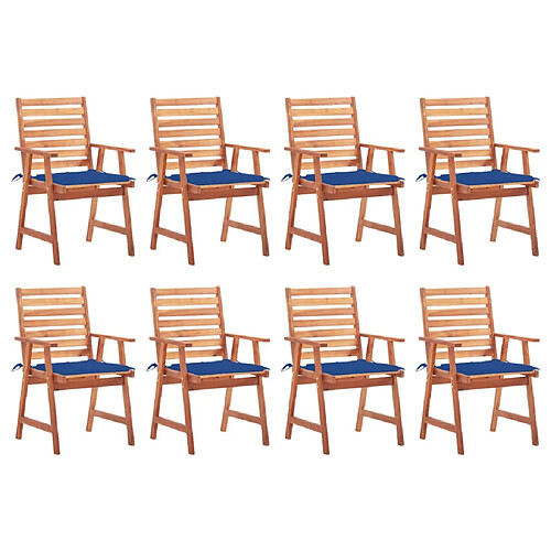 vidaXL Chaises à manger d'extérieur lot de 8 et coussins Acacia massif