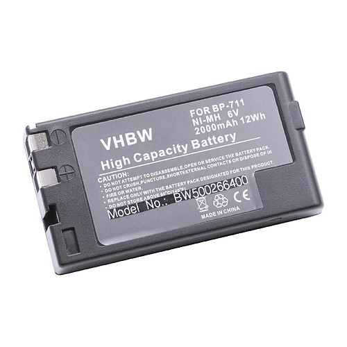 vhbw NiMH Batterie 2000mAh (6V) pour caméra vidéo Canon A-10, A-2, E-07, E-09, E-20, E-200, E-210, E-230, E-250 comme BP-711, BP-714, BP-718.