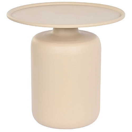 Pegane Table d'appoint ronde en fer coloris beige - Diamètre 54 x Hauteur 51.5 cm