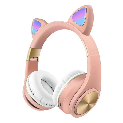 Yonis Casque Audio Oreilles De Chat Bluetooth Rose