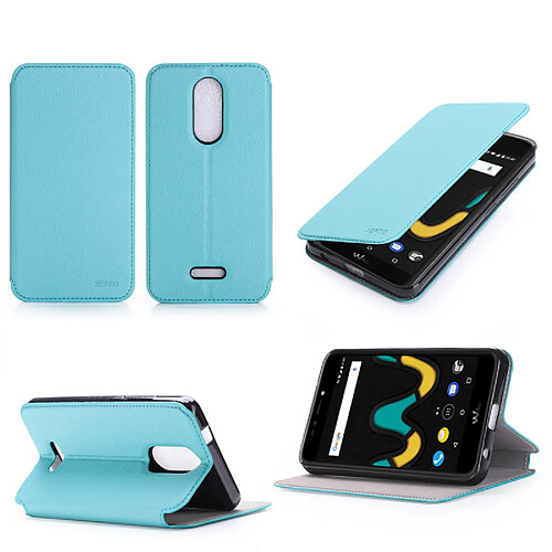 Etui Wiko Upulse LITE 4G turquoise luxe Ultra Slim Style Cuir avec stand - Housse Folio Flip Cover coque de protection smartphone Wiko U pulse Lite 5,2 pouces bleen turquoise - Accessoires pochette XEPTIO : Exceptional case !